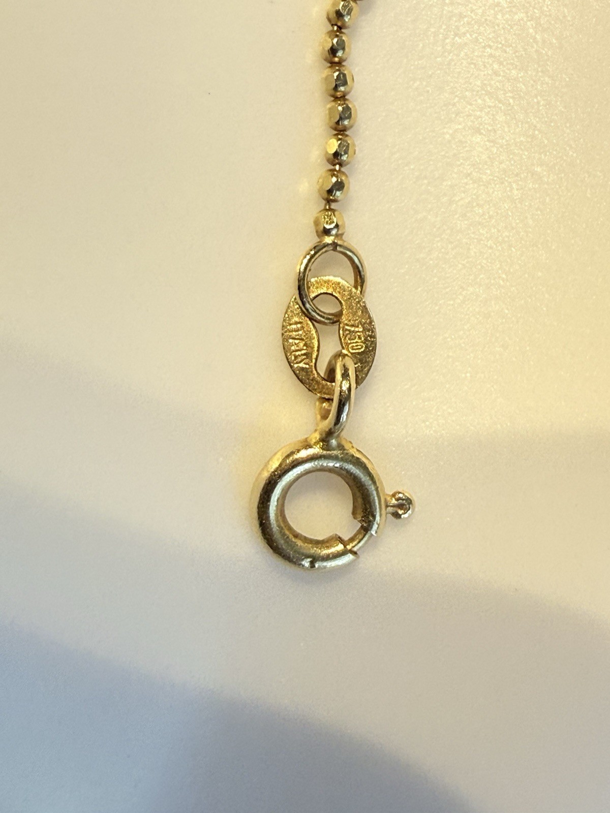 Vintage Solid 18K Yellow Gold Italian Ball Station Necklace – 18″ 3.78g 750