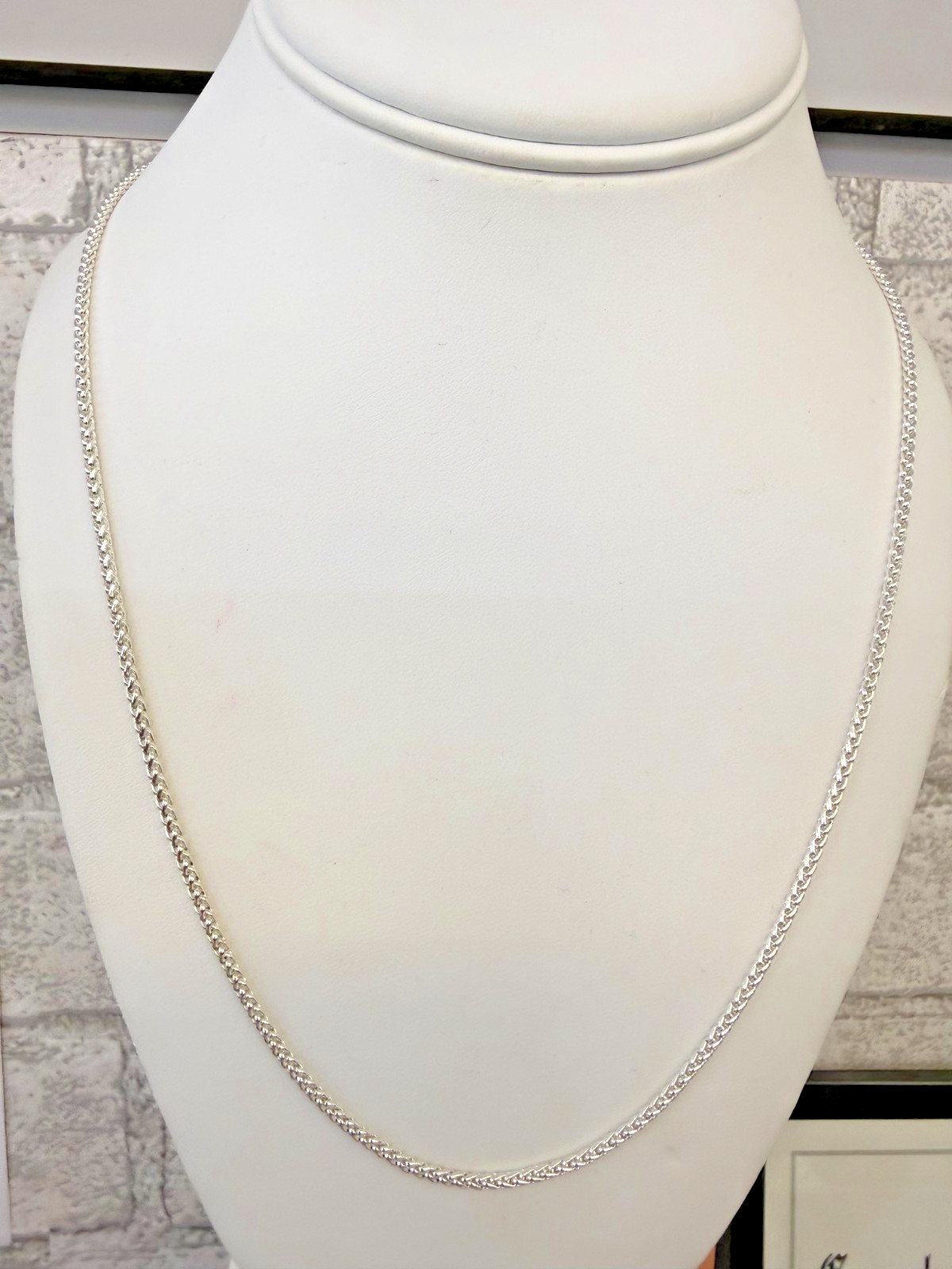 925 Sterling Silver Wheat Chain Necklace 21in.