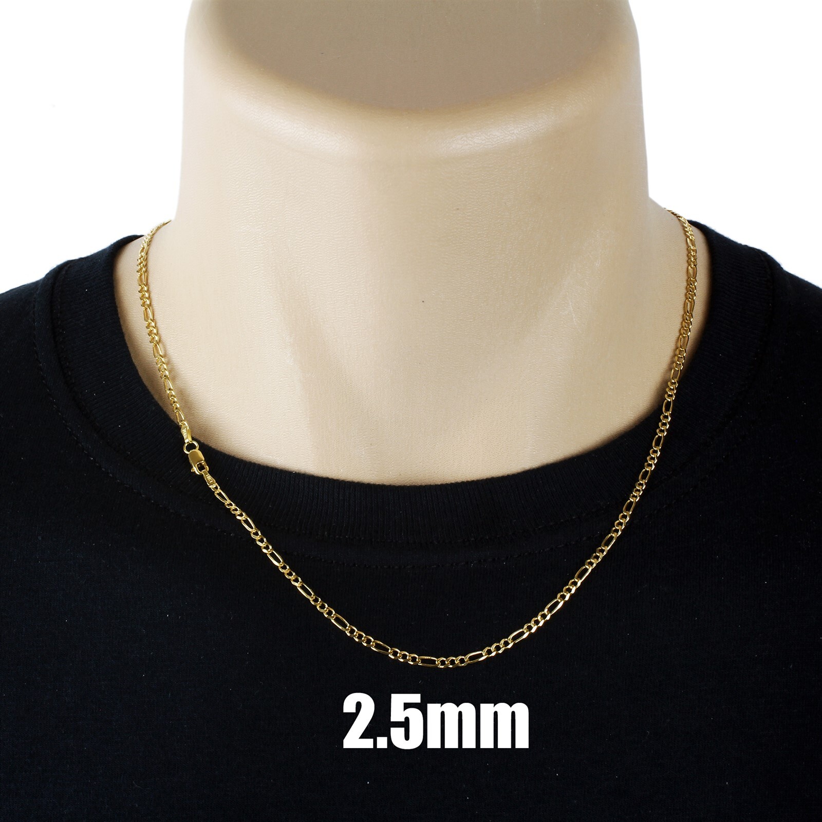 Guaranteed Genuine Solid 10K Gold Figaro 3+1 Link Chain Necklace All Sizes