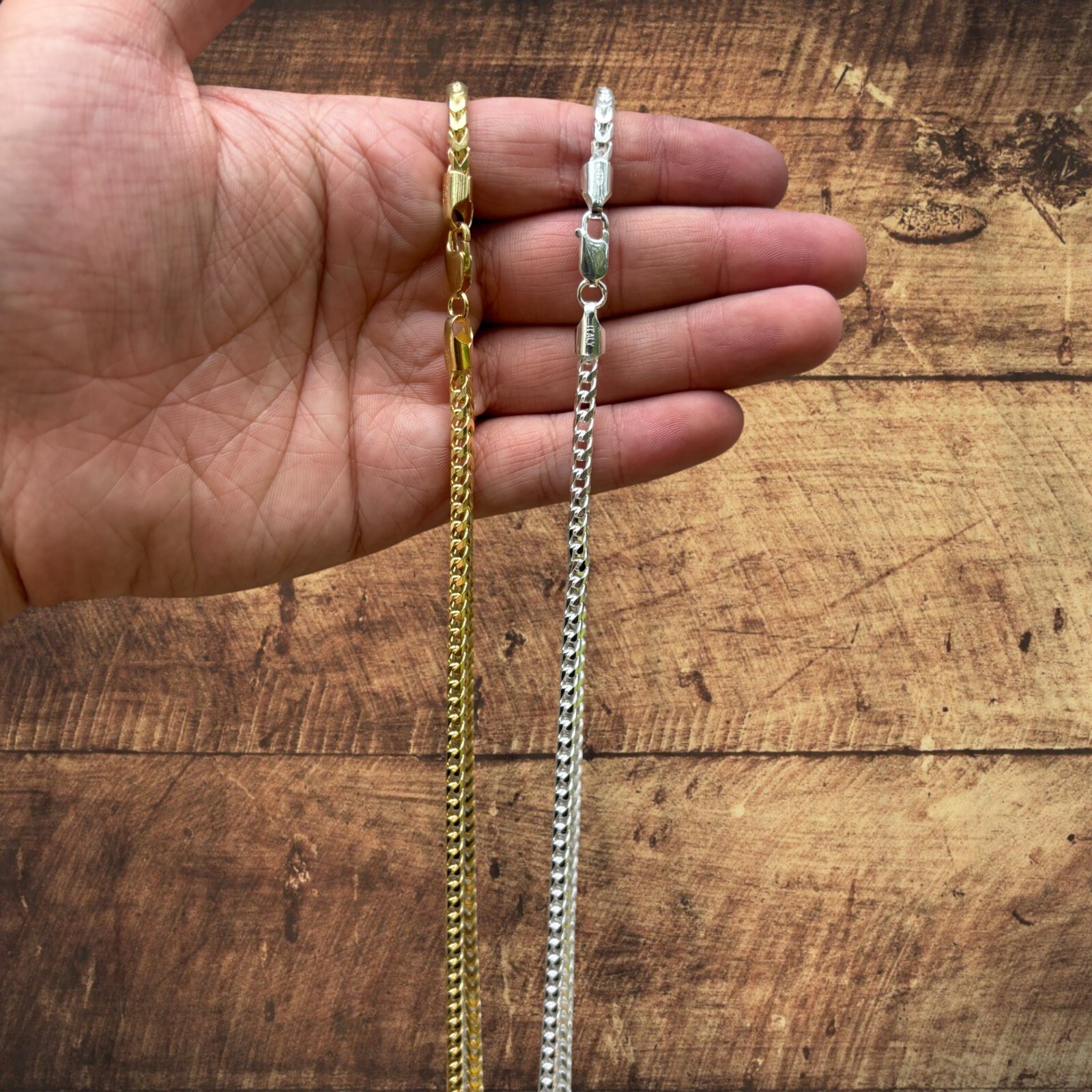 4mm Franco Chain Necklace – Real Solid 925 Sterling Silver Or 14k Gold Vermeil