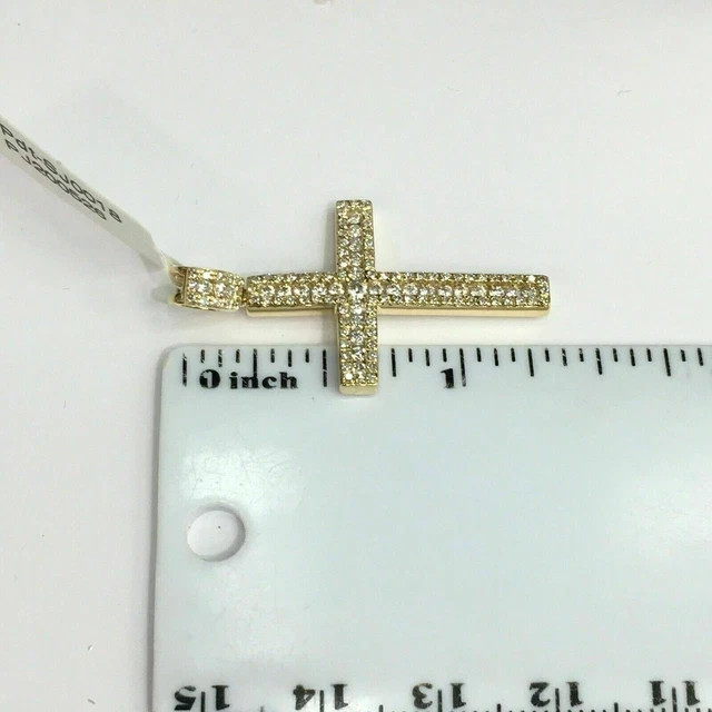 2.90Ct Round Cut Moissanite Cross Pendant 14K Yellow Gold Plated Free Chain