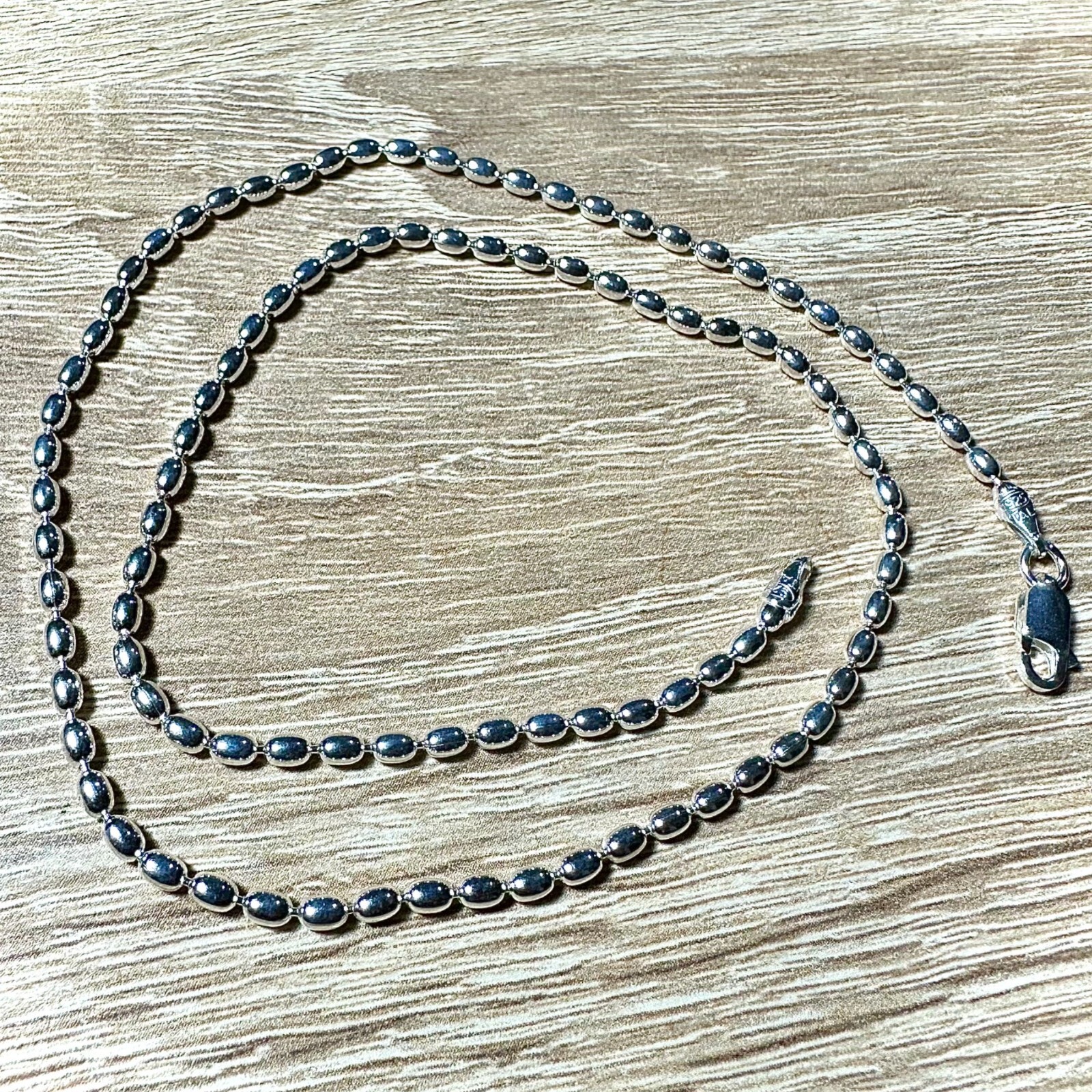 925 Sterling Silver 2.5MM Oval Bead Chain Necklace (16–36 inch, Italian made)
