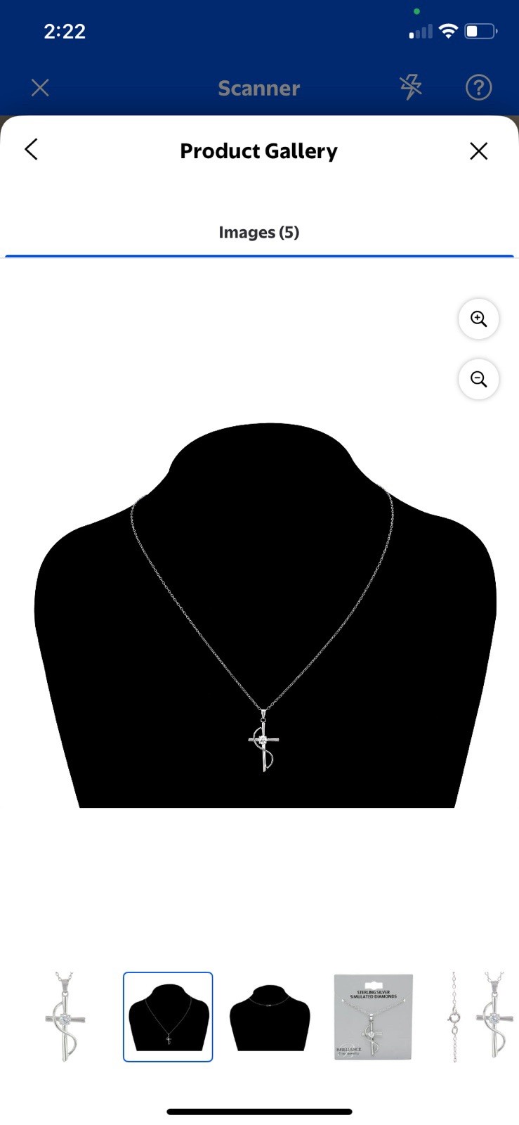 18” Fine Jewelry Adult Sterling Silver Simulated Diamond Cross Necklace