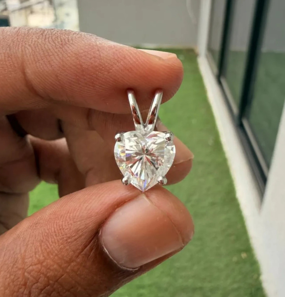 3.00Ct Heart-Cut EF/VS1 Lab Grown Diamond Prong Necklace& Pendant 14k White Gold