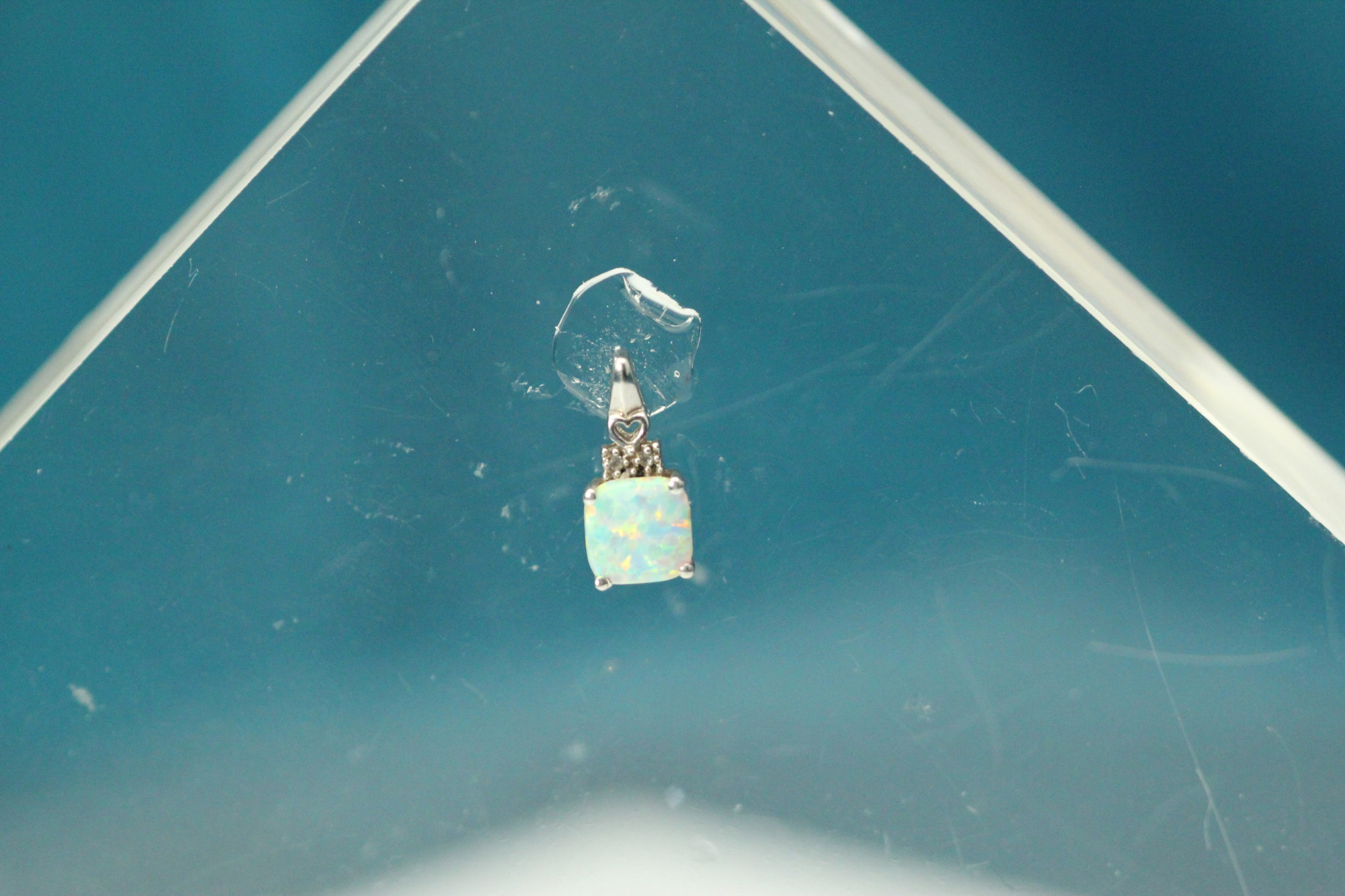 925 Sterling Silver Square Cut Opal Slide Pendant 0.9 Grams (PEN8824)