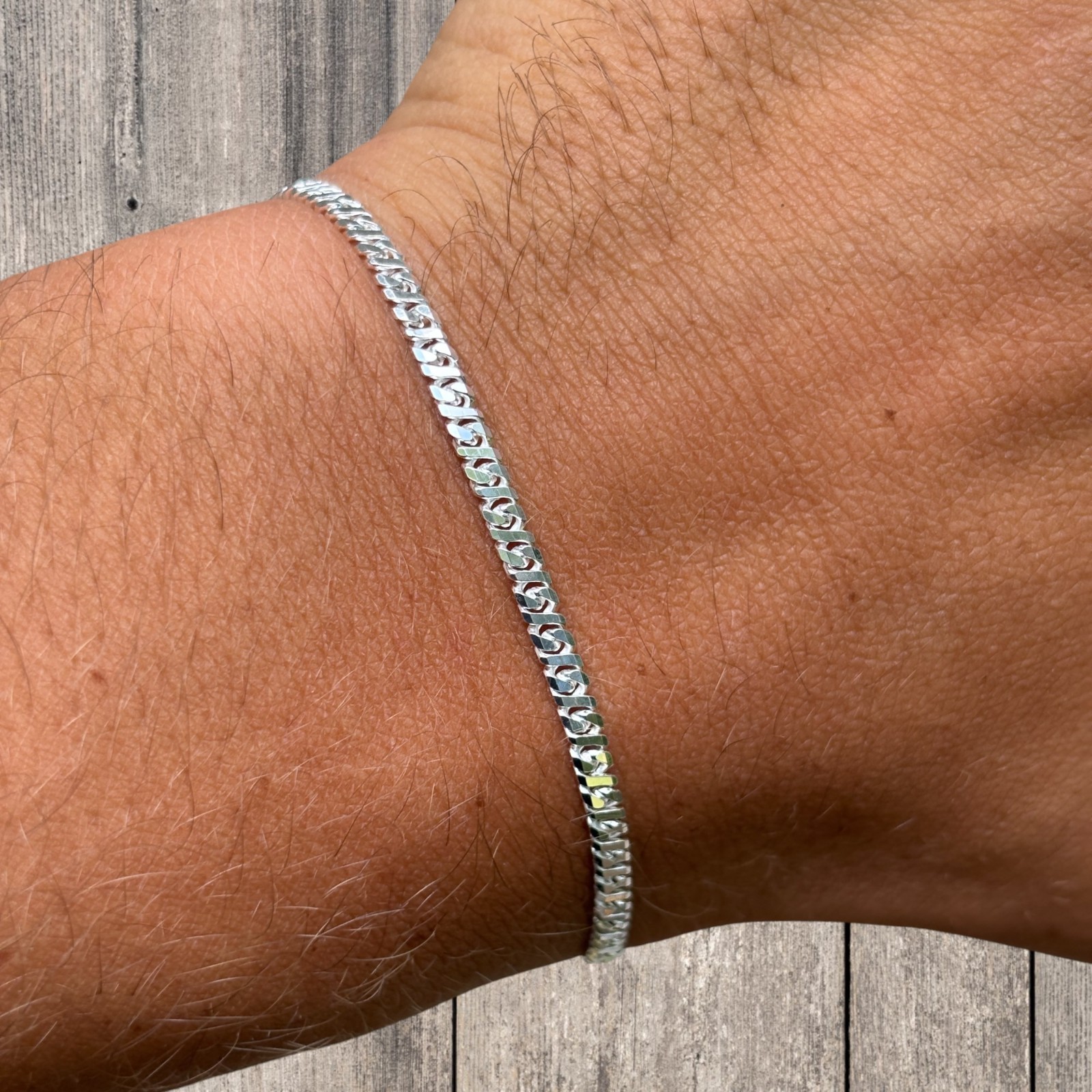2.5mm Dollar Link Bracelet – Real Solid 925 Sterling Silver MADE IN ITALY