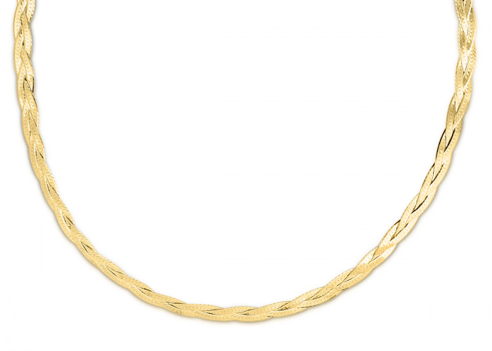 14k Yellow Gold 3.2 MM 16″ Braided Flexible HERRINGBONE Chain Necklace 3.4 Grams