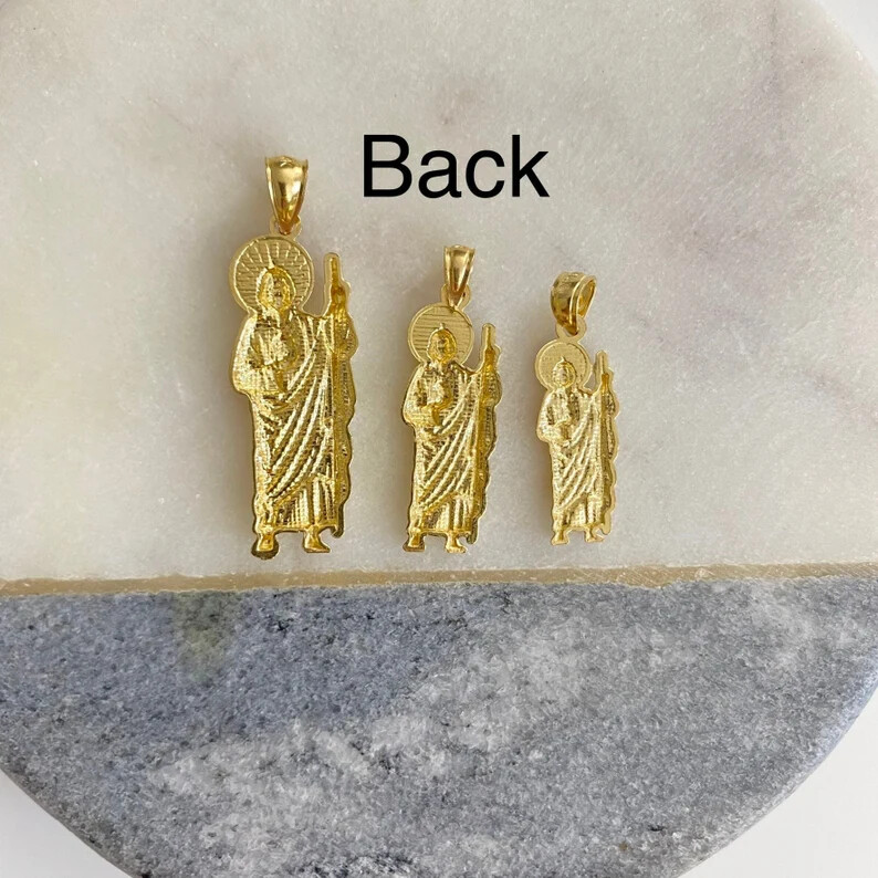 14K Solid Gold Saint Jude Thaddeus Pendant, 14K 2T Solid Gold St. Jude-PT0101-02