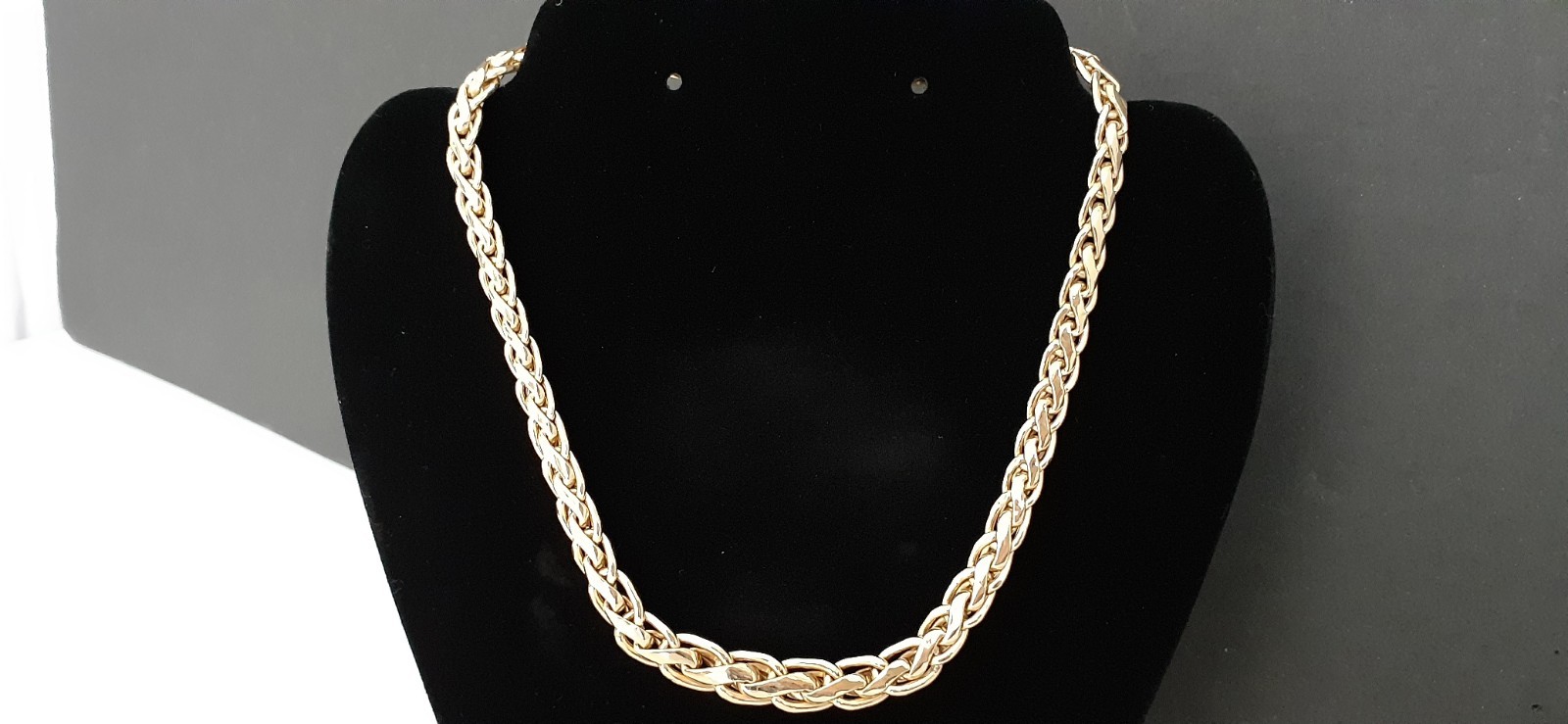 14K Gold Milor Italy Serpentine Graduated Thick Flat Woven Chain 17″Necklace 20G