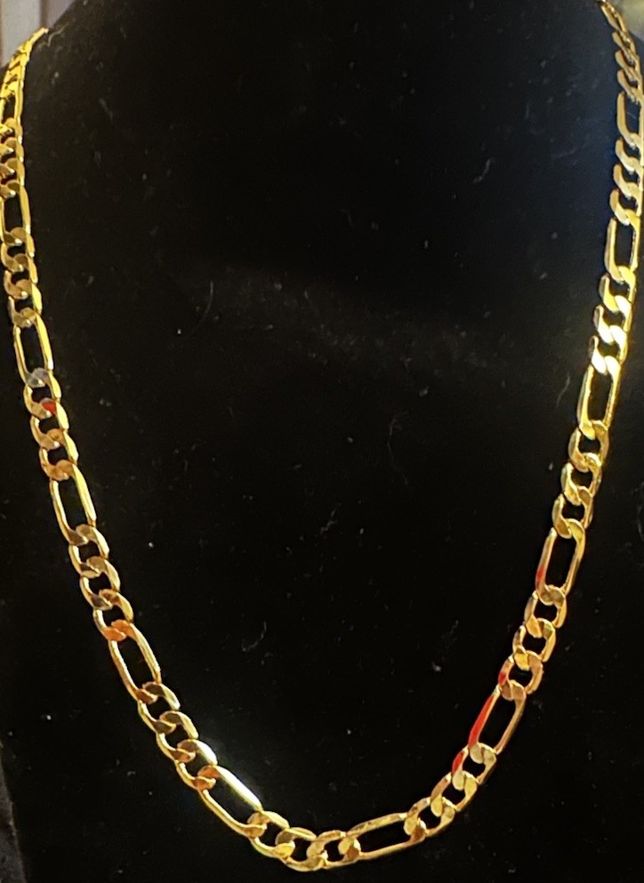LUXE Italian 18k Gold Filled Figaro Link 5mm Chain 22” Mens Teens Unisex Gift