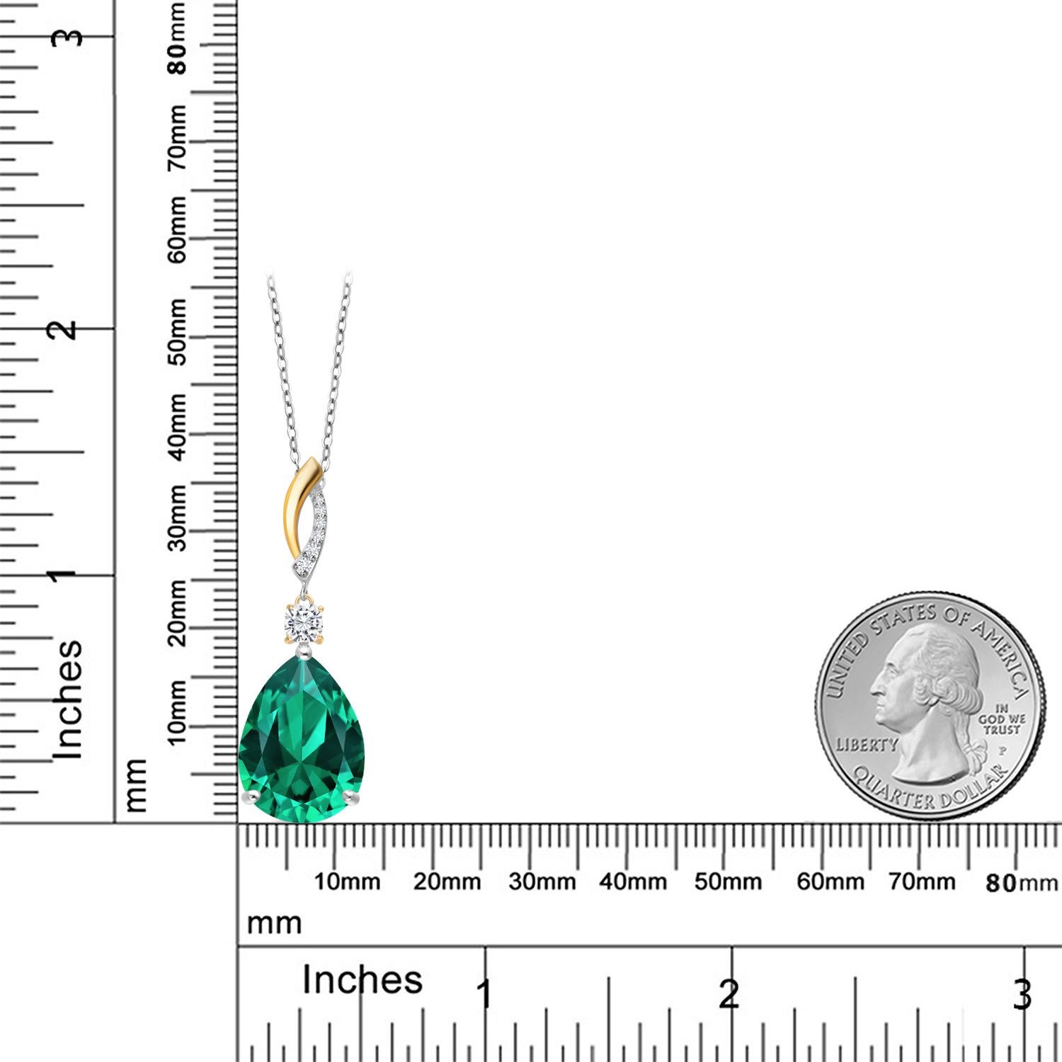 Pear Shape Gemstone Birthstone Pendant Necklace for Women | 925 Silver & 10K