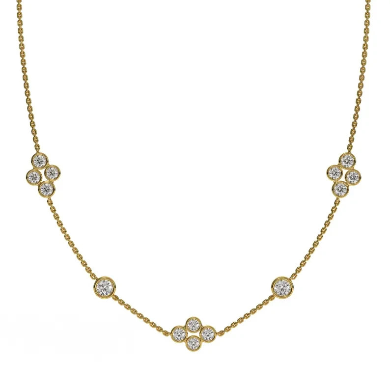 Best Seller ! Necklace For Bridal Round Natural Diamond GH – SI 14k Yellow Gold