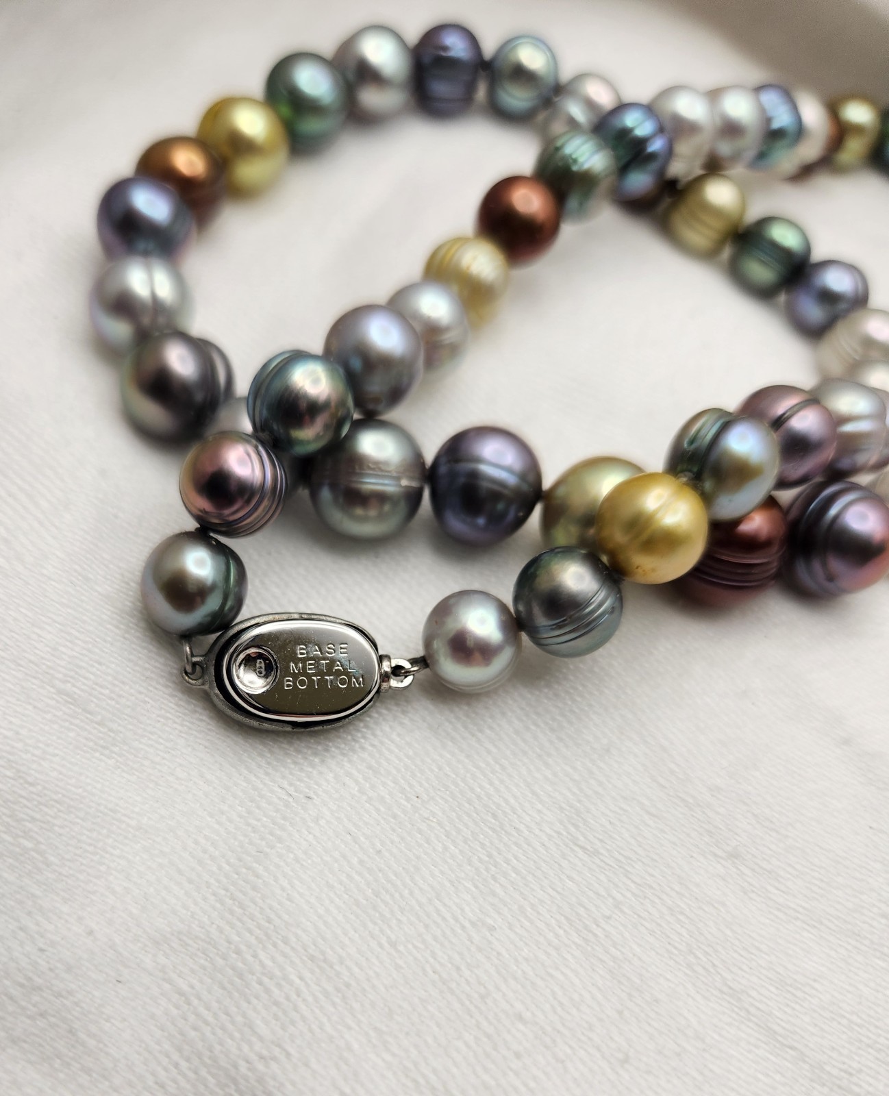 Honora Multicolor Round Pearl Beaded Strand Necklace Signed 925 Box Clasp 18″