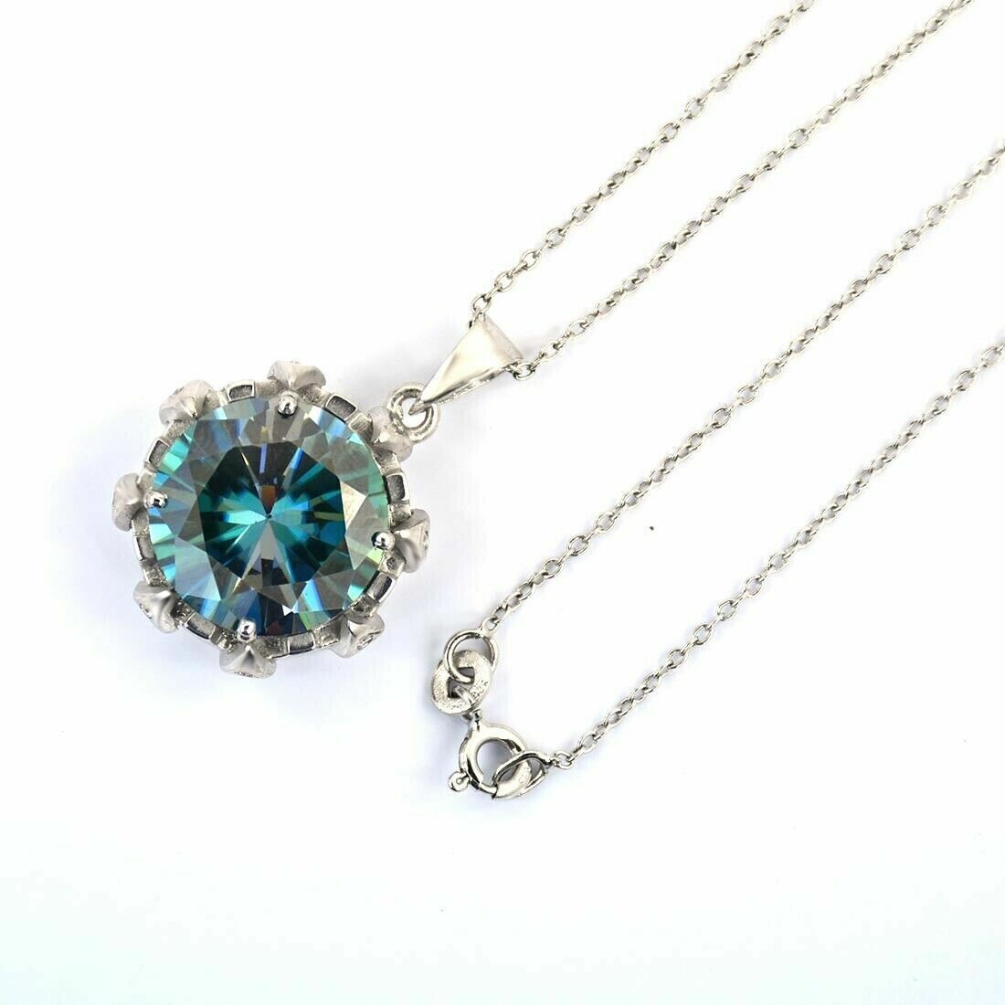8 Ct Blue Treated Diamond Pendant Great Luster VVS1 Certified ! Unisex Jewelry
