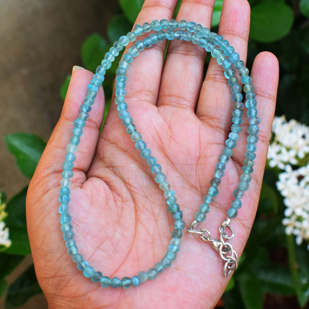 Round Shape 78 Cts Earth Mined Single Strand Aquamarine Beads Necklace SK 19N487
