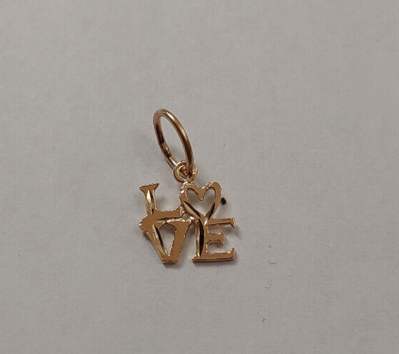New 14k Yellow Gold Love Charm Pendant
