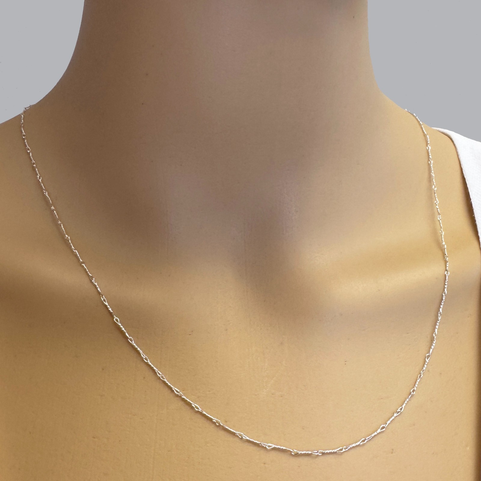 Sterling Silver Necklace- Fancy Twisted Silver Chain Necklace-All Sizes(16″-36″)