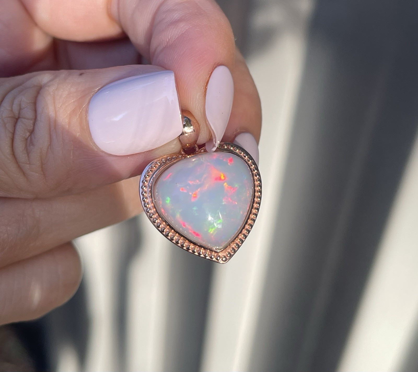 New 7.1ct Natural Solid Opal Love Heart Pendant In 9ct Rose Gold