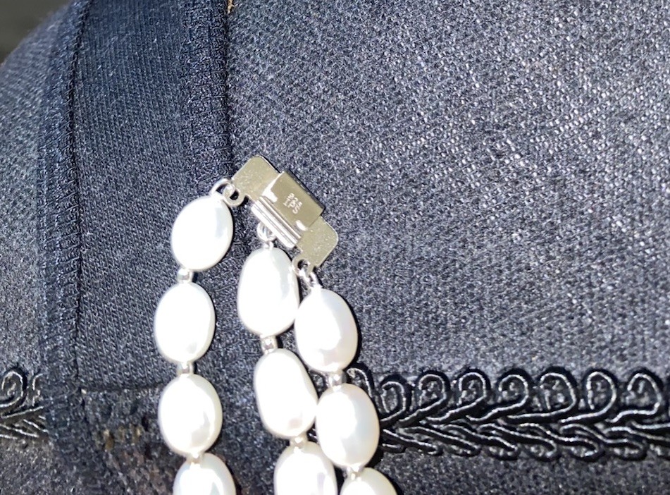 Vintage Imperial Pearl Syndicate 3 Strand Baroque Necklace Earring Set 14k 925.