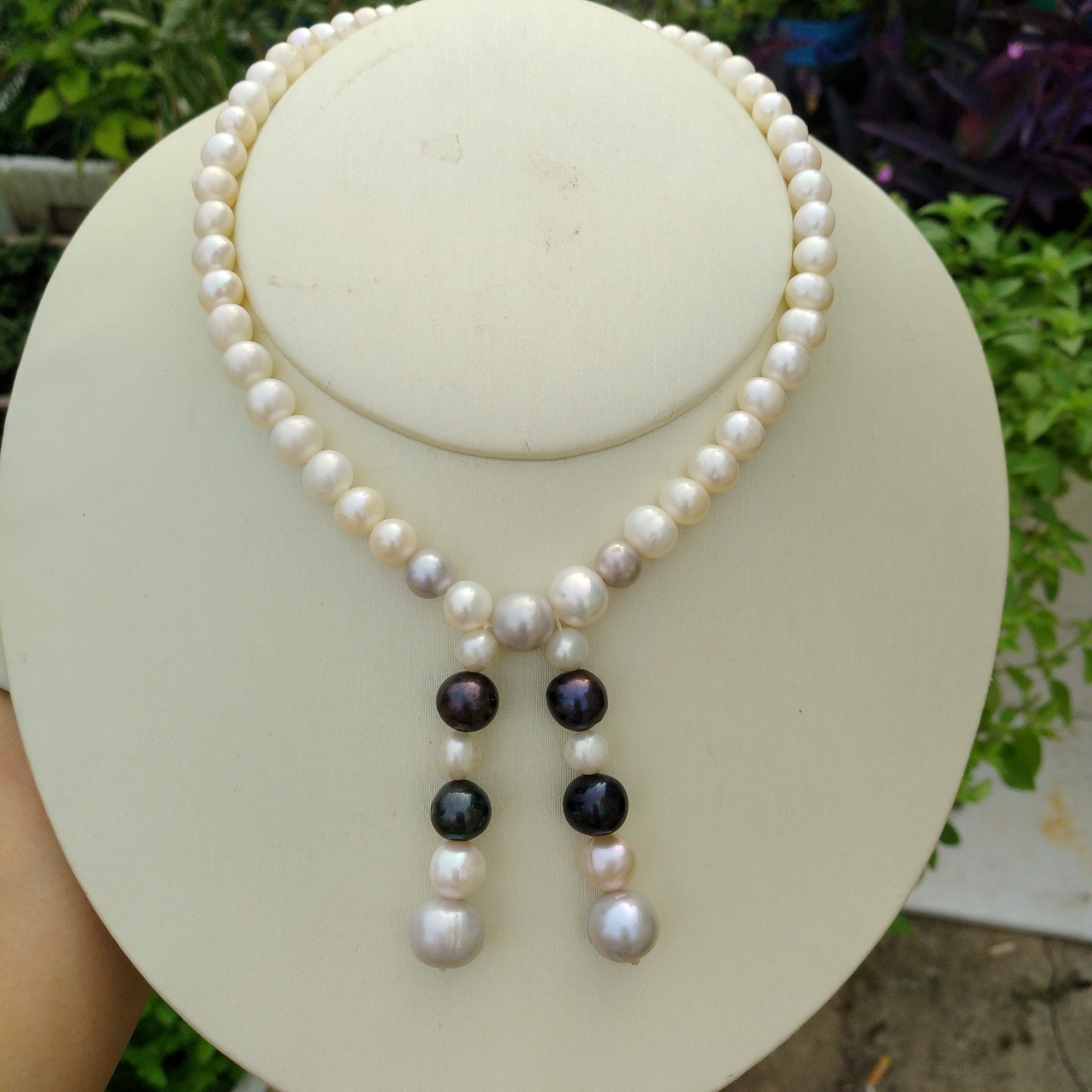 17in Design Pretty AAA+ South Sea White Multi-color Pearl Necklace 14k Gold P