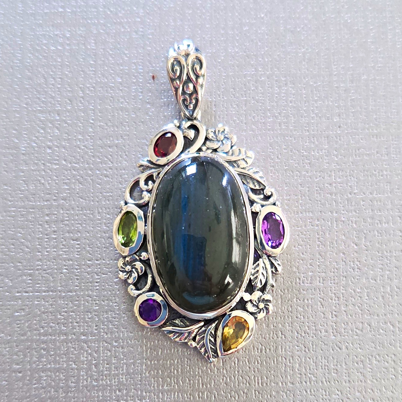 D’Joy Artisan Crafted Malagasy Labradorite, Multi Gemstones STERLING SILVER