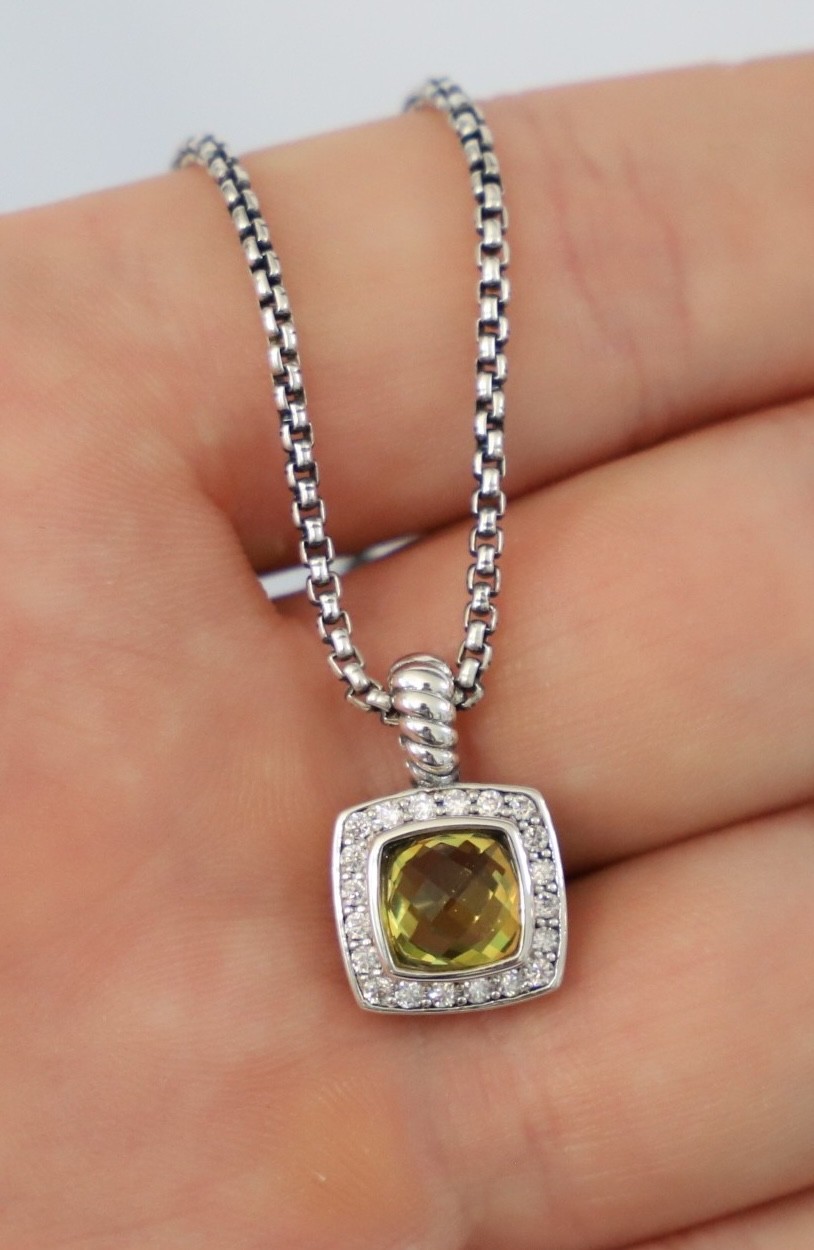 David Yurman Sterling Silver Lemon Citrine Petite Albion Enhancer Necklace