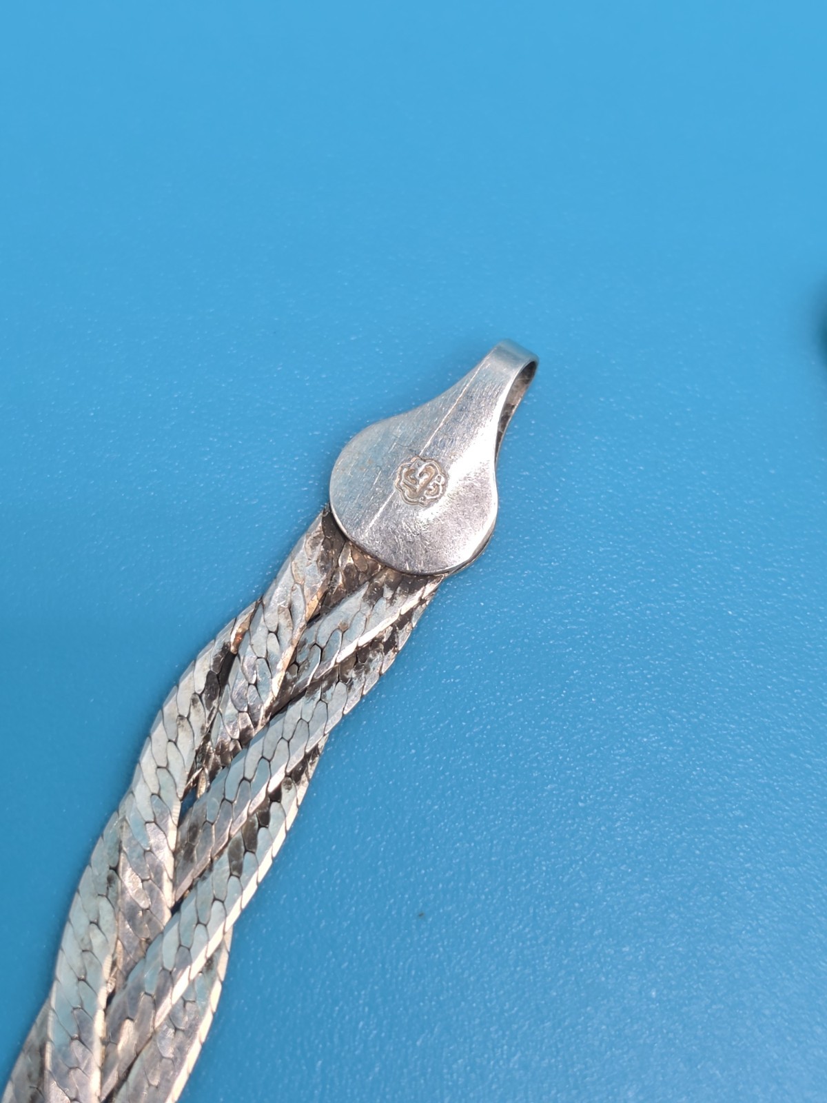 Vintage 925 Italy Sterling Silver Braided Herringbone Necklace – Made In Italy