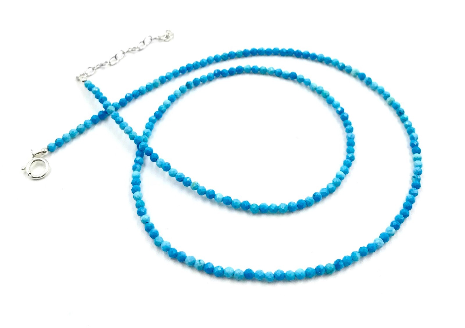 16″ Genuine Blue Turquoise 925 Silver Necklace Jewelry Women Handmade USA SELLER