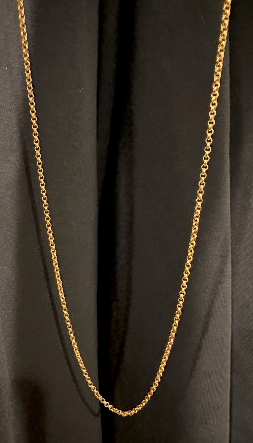 Lustrous 14k Yellow Gold 32” Rolo Chain Necklace Long 2mm Italy Eternagold