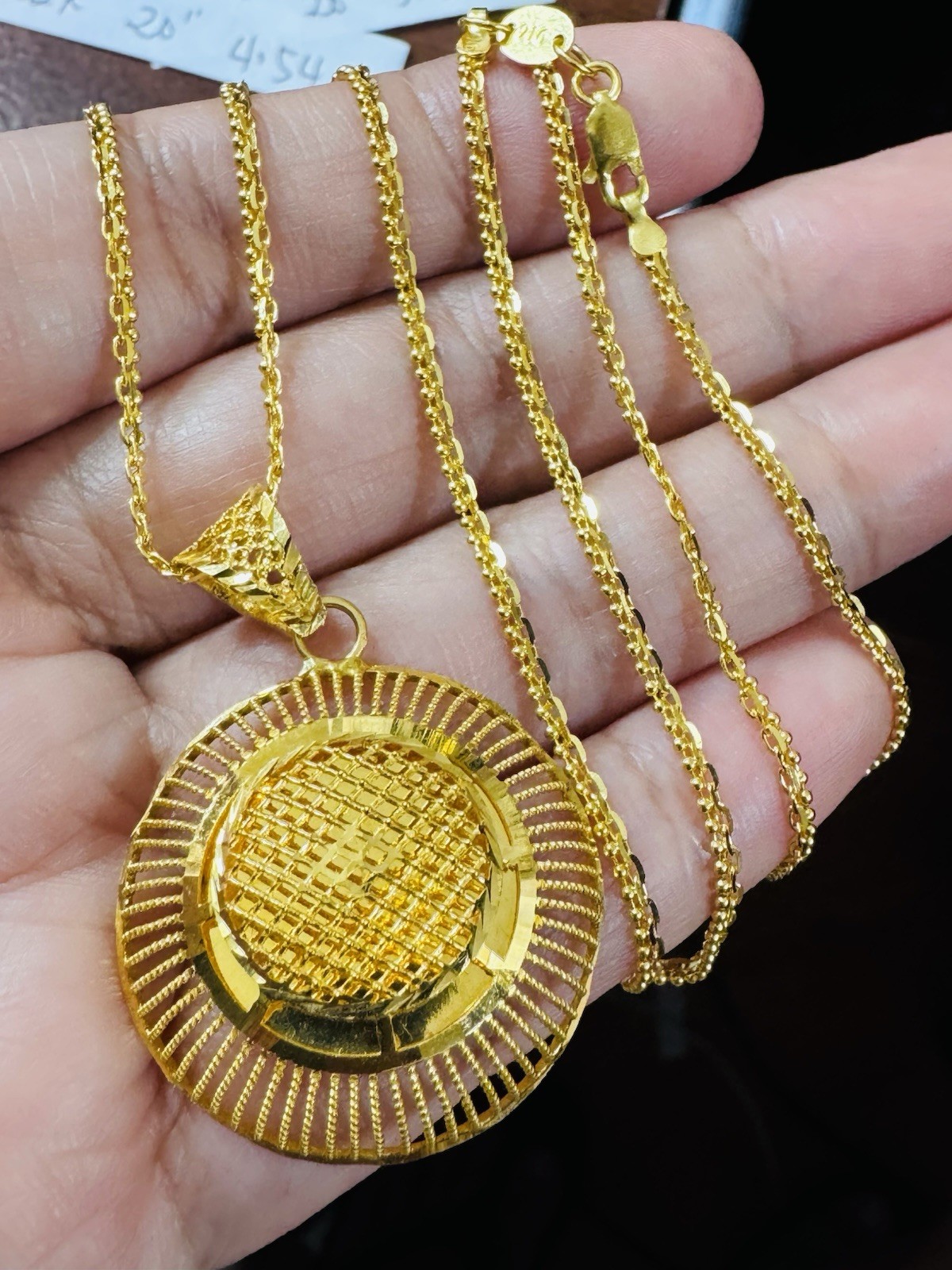 22K 916 Pure Fine Real Dubai Gold Round Set Necklace 20” Inch 1.5mm 10.3g