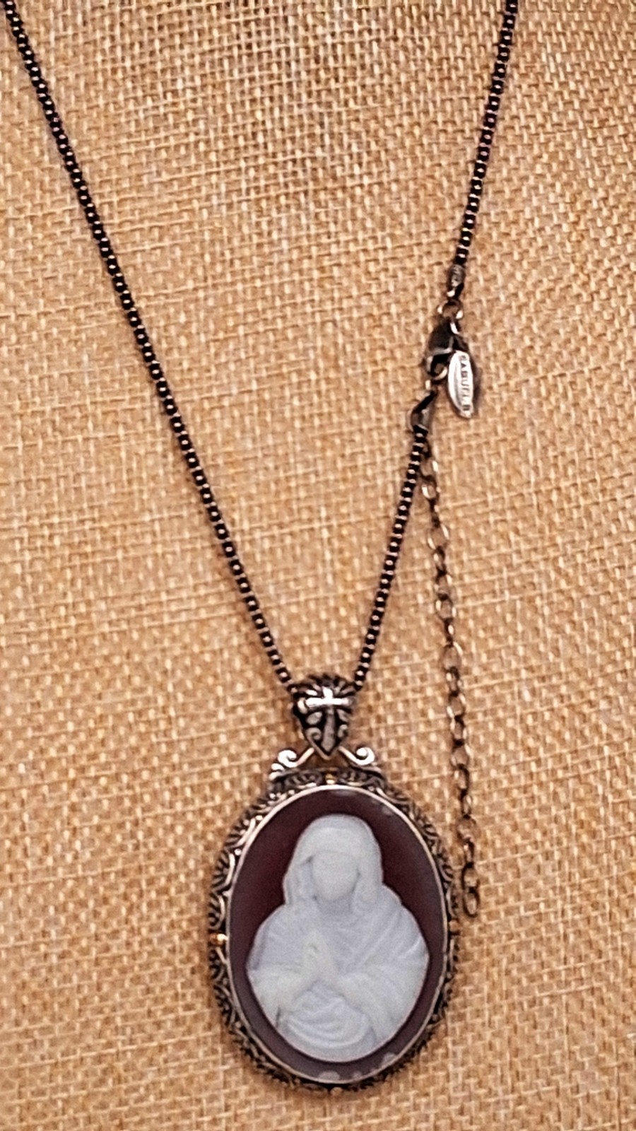 Samuel B. 925 Sterling Silver & 18K Gold Reversible Cameo Mother Mary Necklace