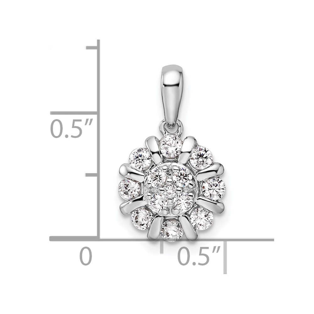 14k White Gold 1/2 Ct Round Cut Lab Grown Diamond VS/SI+ G+ Halo Pendant