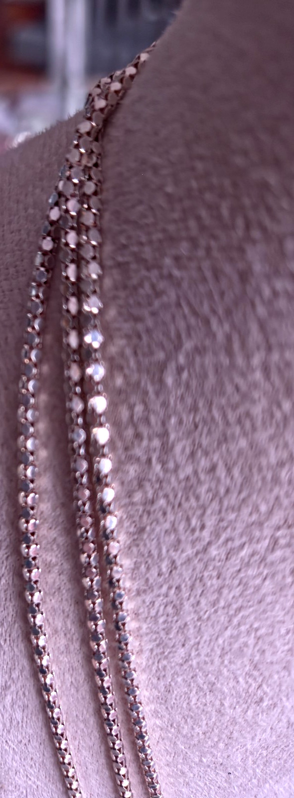 Sterling Silver Triple Strand Popcorn Chain Necklace 18″ Layered Lengths