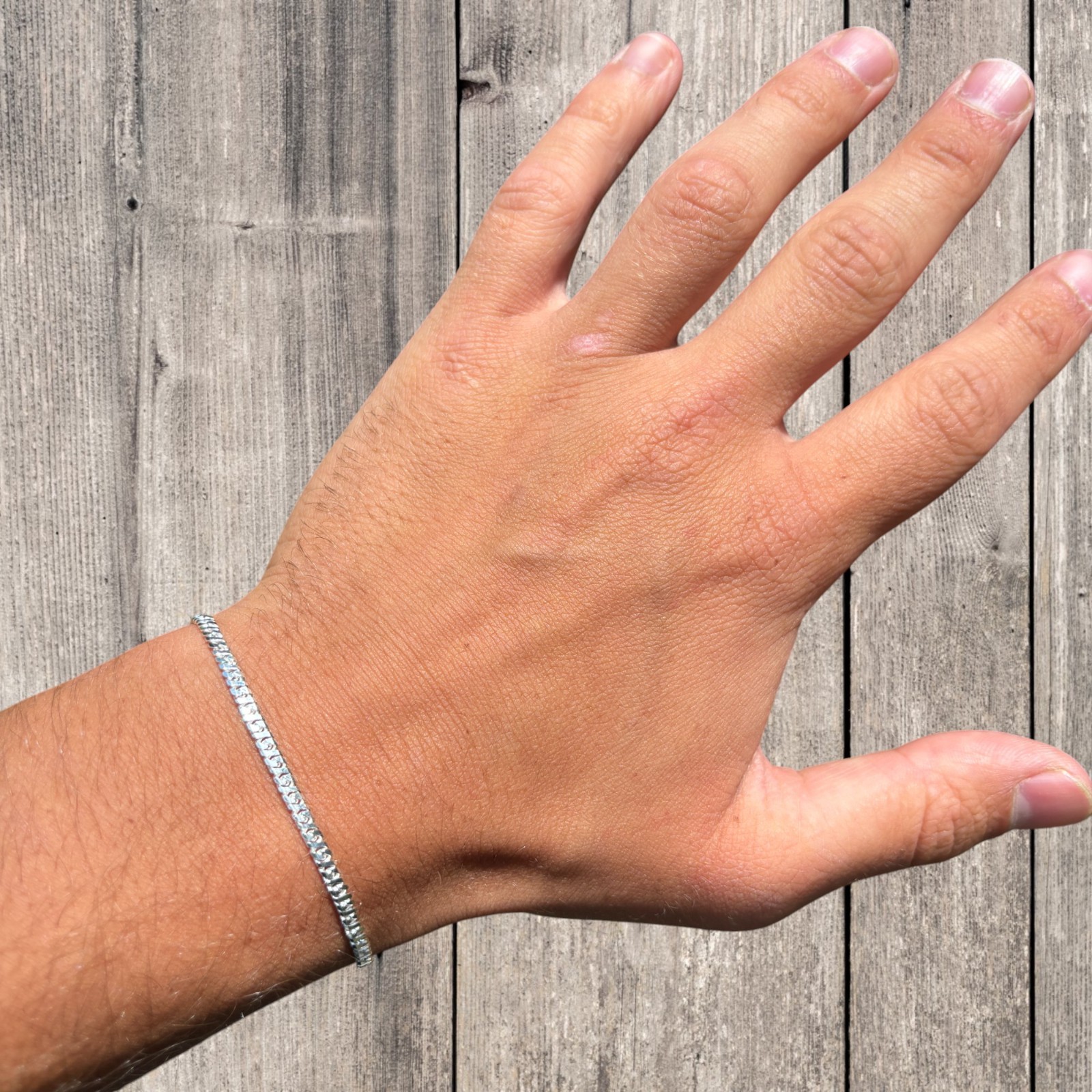 2.5mm Dollar Link Bracelet – Real Solid 925 Sterling Silver MADE IN ITALY