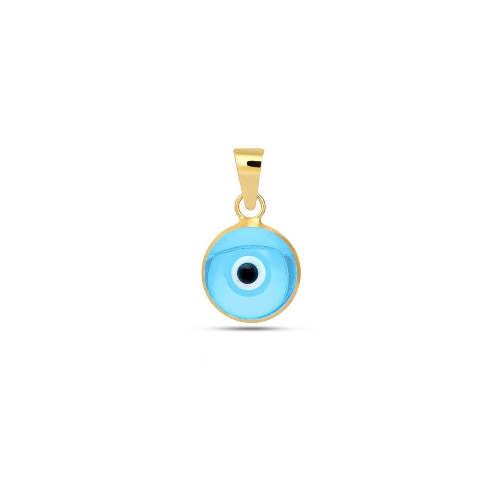 Real 14K Gold Evil Eye Charm,Good Luck Gift for Her, Authentic 14Kt Gold Pendant