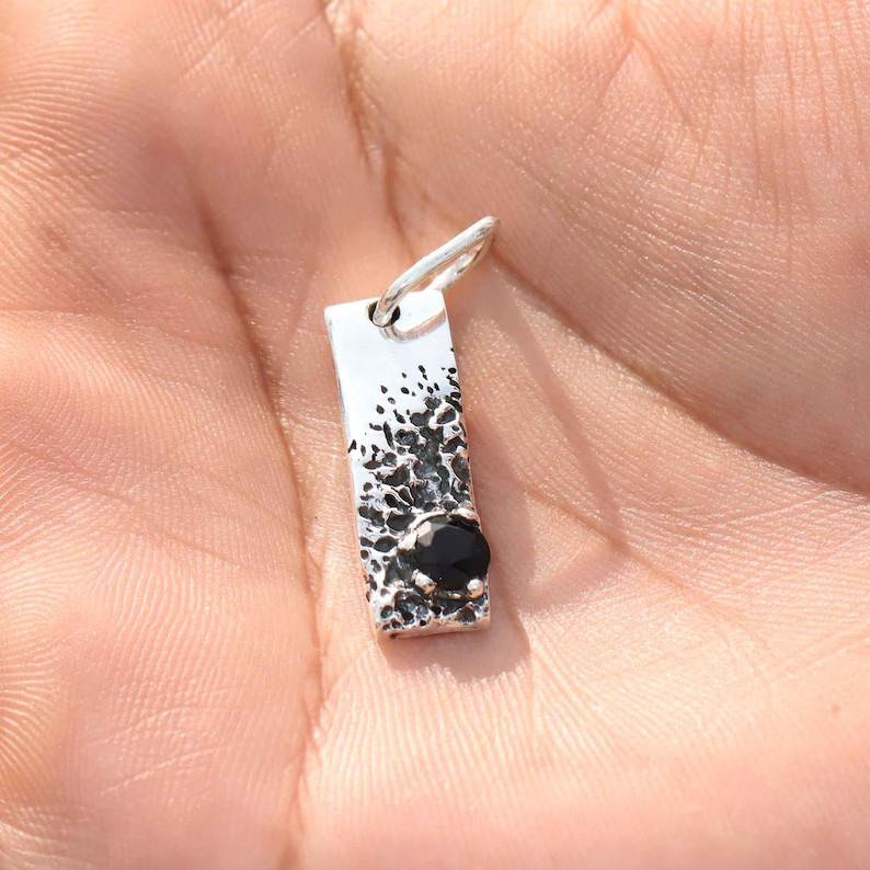 Handmade Black Onyx Pendant: 925 Sterling Silver Gemstone Jewelry Gift For Love