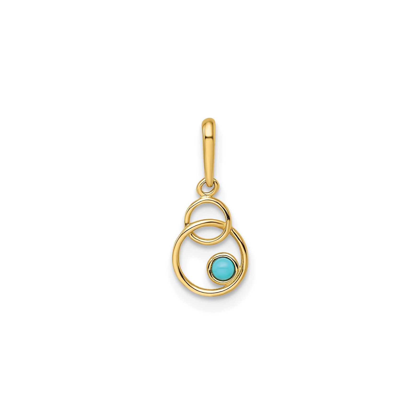 14k Yellow Gold Turquoise Pendant Abstract Open Circle Modern Minimalist Necklac