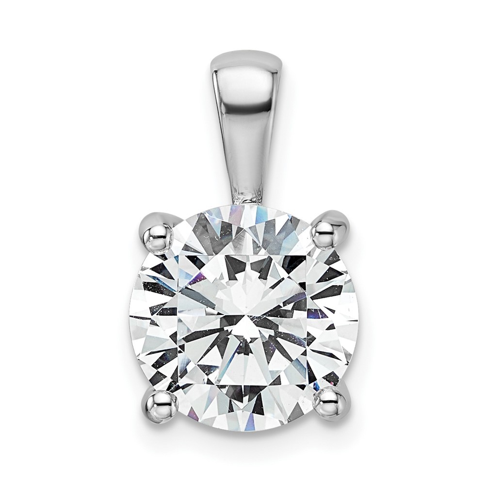 14k White Gold 4 Ct Round Lab Grown Diamond VS/SI+ G+ Four Prong Fancy Pendant