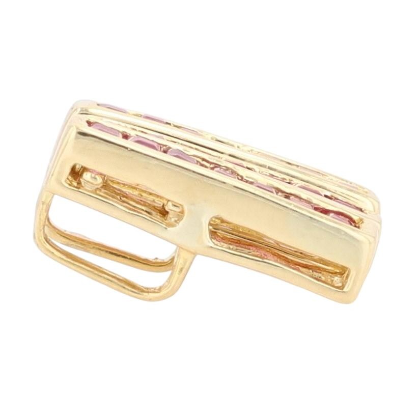 1.05ctw Ruby Offset Articulated Bar Pendant w/o Chain 18k Yellow Gold 3.51 Grams