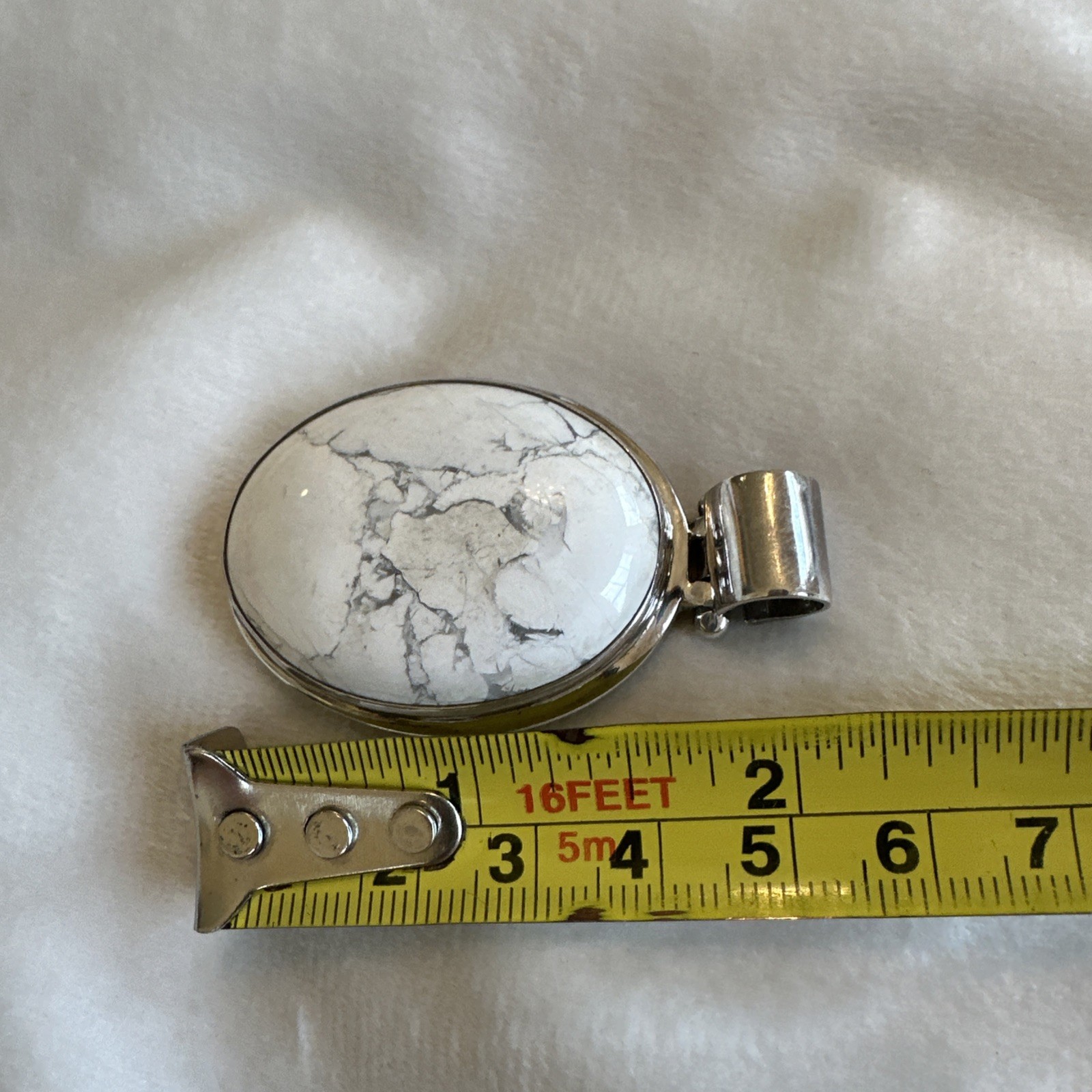 ExEx by Claudia Agudelo 925 Sterling Silver White Howlite Pendant 29g 2.25” Tall