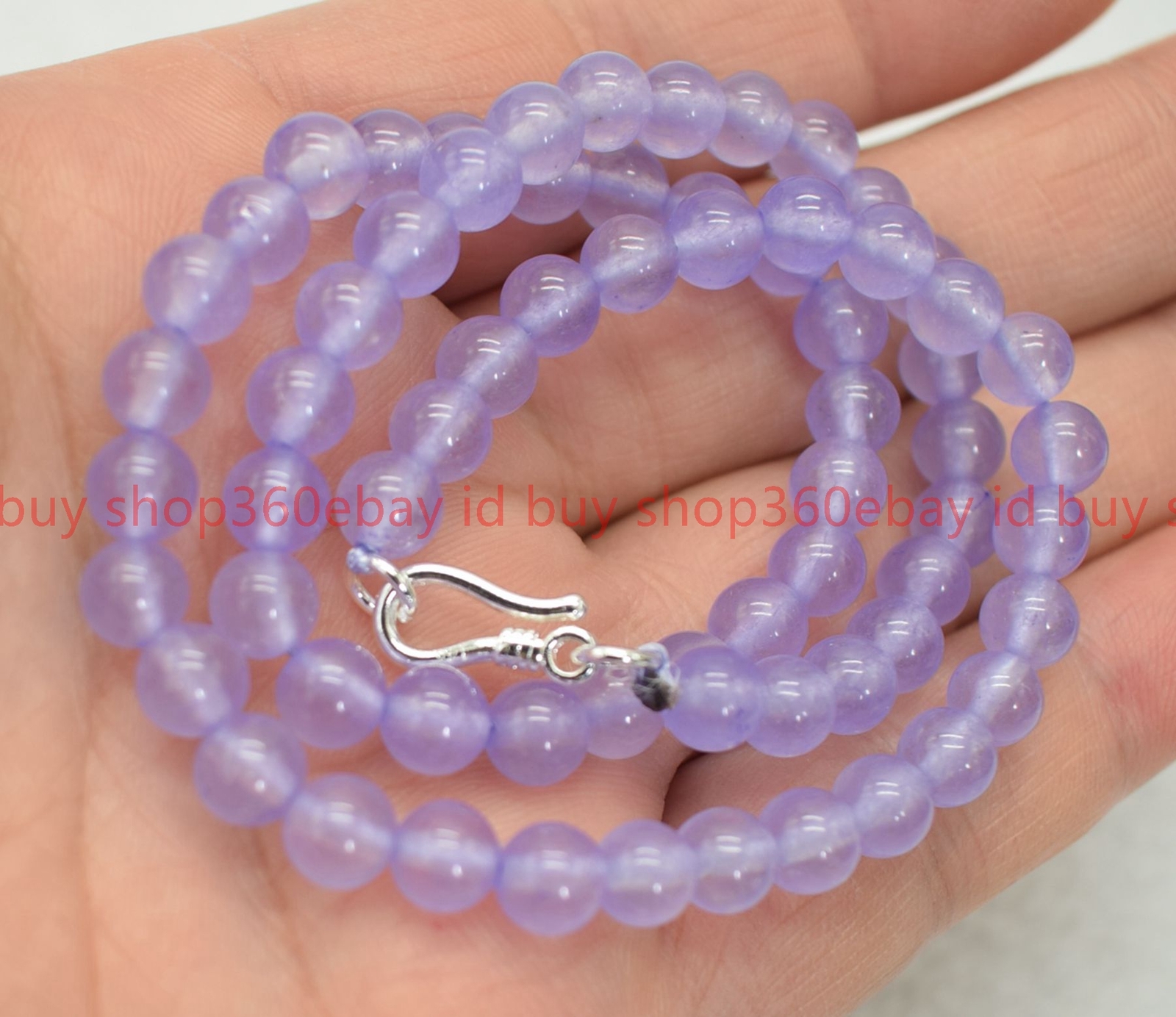 Pretty Handmade Natural 6/8mm Lavender Jade Gemstone Round Bead Necklace 16-28in