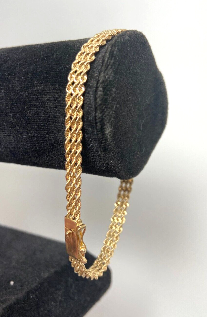 Gold Rope Bracelet Solid 14kt | 7 inch | 5.20 Grams | 5.0 mm Wide