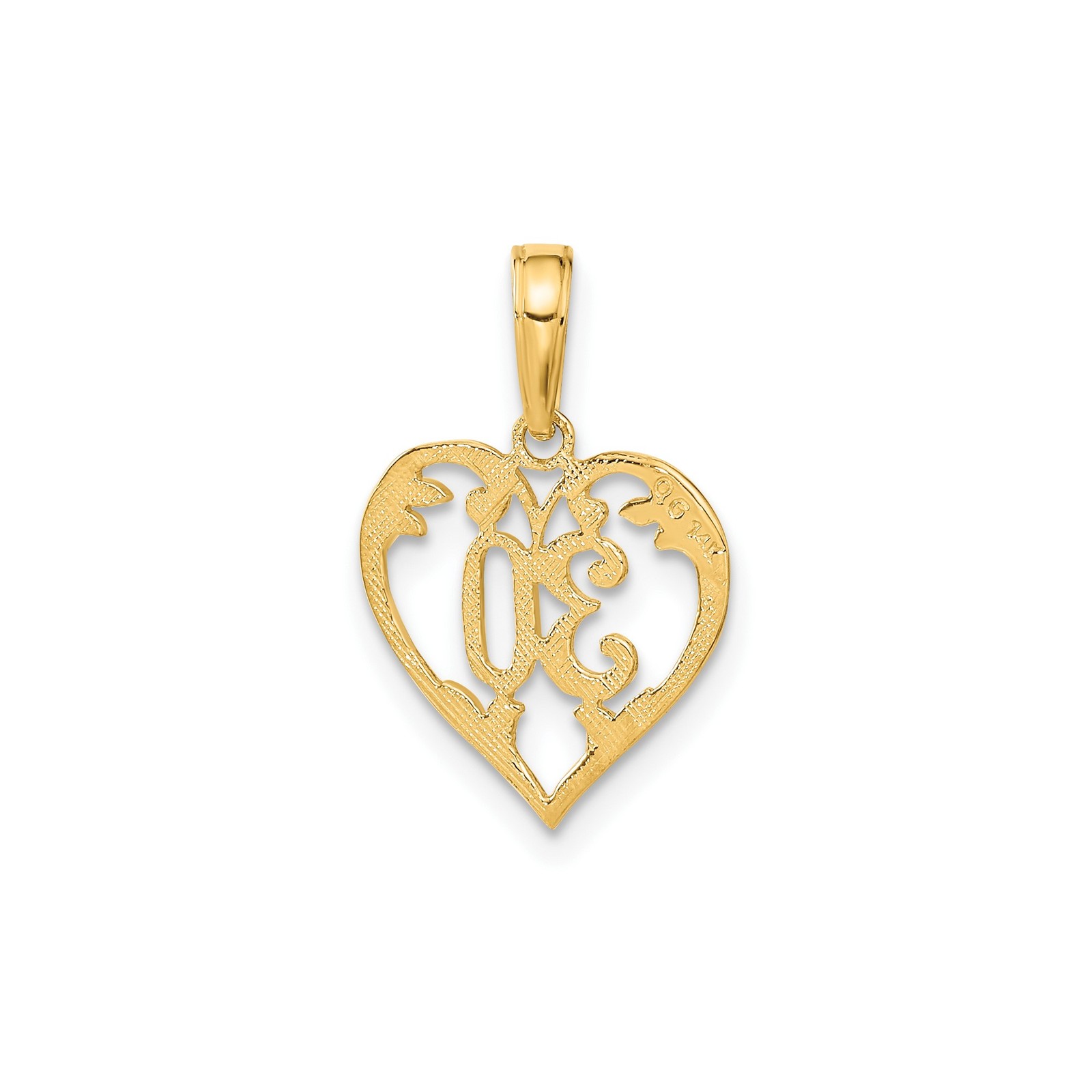 14k Yellow Gold Heart Pendant Filigree 30 Charm for Women Birthday Anniversary