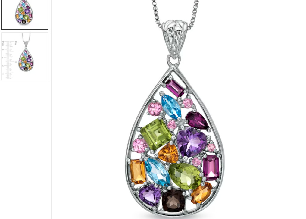 KAY Jeweler Sterling Silver Multi-Shape Natural Gemstone Teardrop Necklace 💎