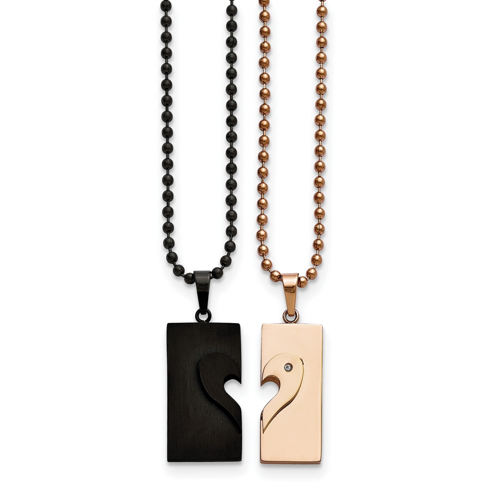 Stainless Steel Black IP Plated & Pink IP Plated Necklace Set