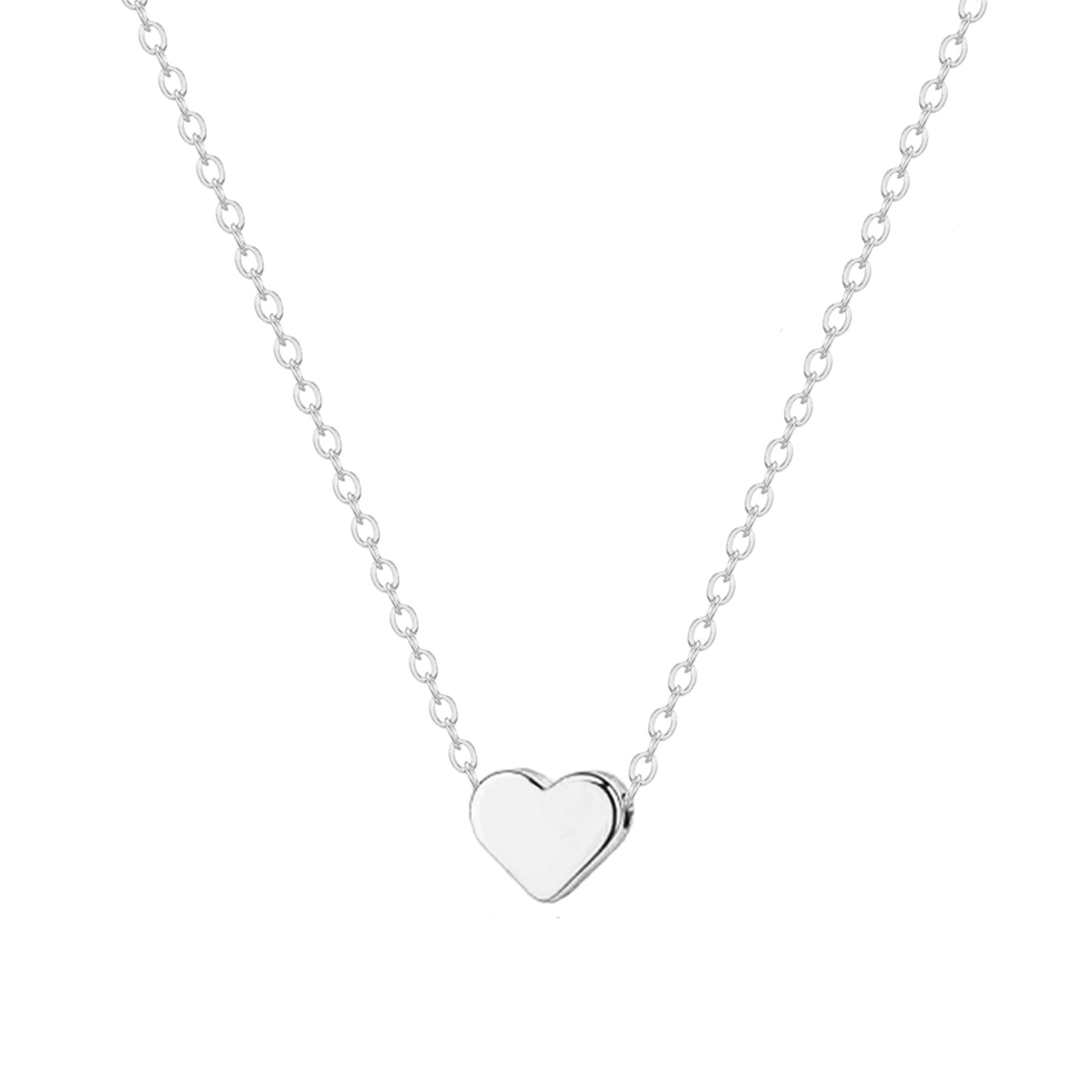 Tiny Heart Necklace Sterling Silver Dainty Cute Heart Choker Necklaces Simple He