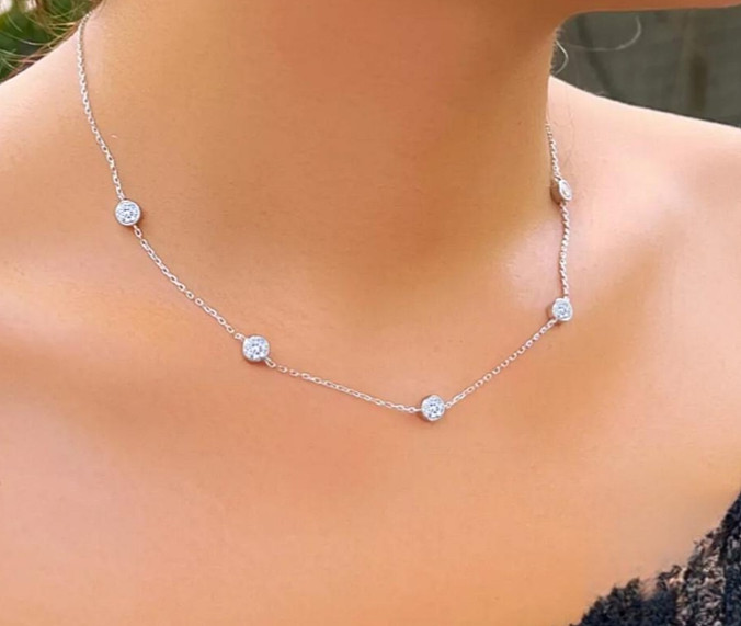 15 Ct Certified Treated Amazing White Diamonds Chain Necklace,925 Silver