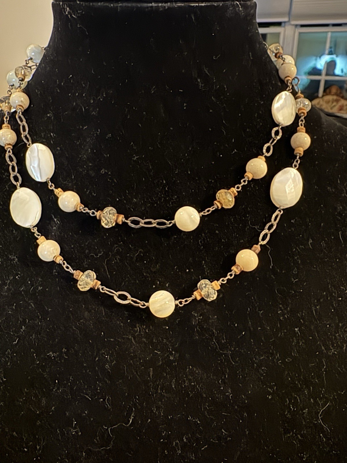 Long 36″ Vintage Silpada Cut Quartz Crystal Bead Sterling Silver Lariat Necklace