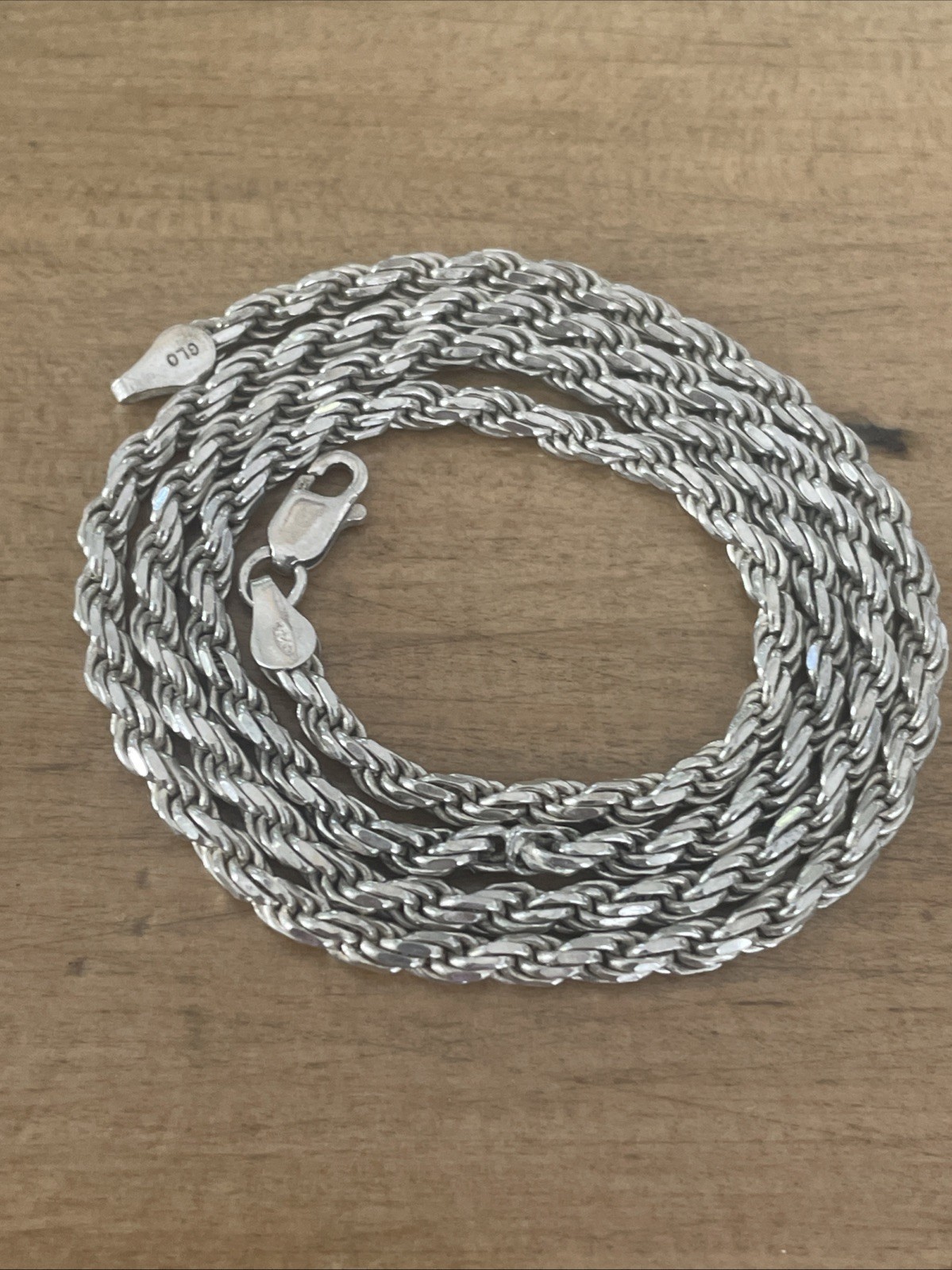 GLO Italy Sterling Silver Braided Twisted Rope Chain Necklace 20” 3mm 17gr