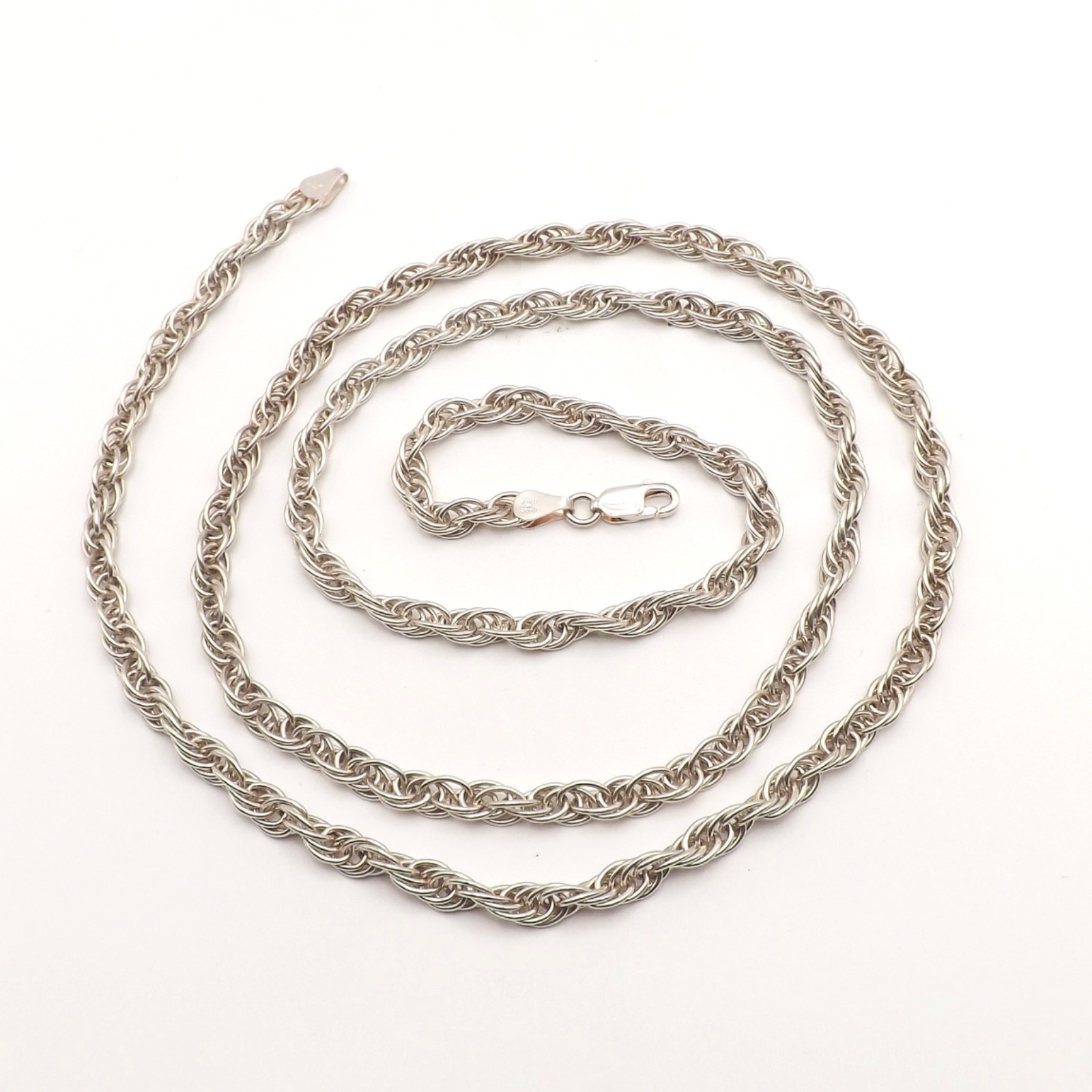 Sterling Silver Open Rope Link Chain Necklace Versatile Milor Italy 32in Long